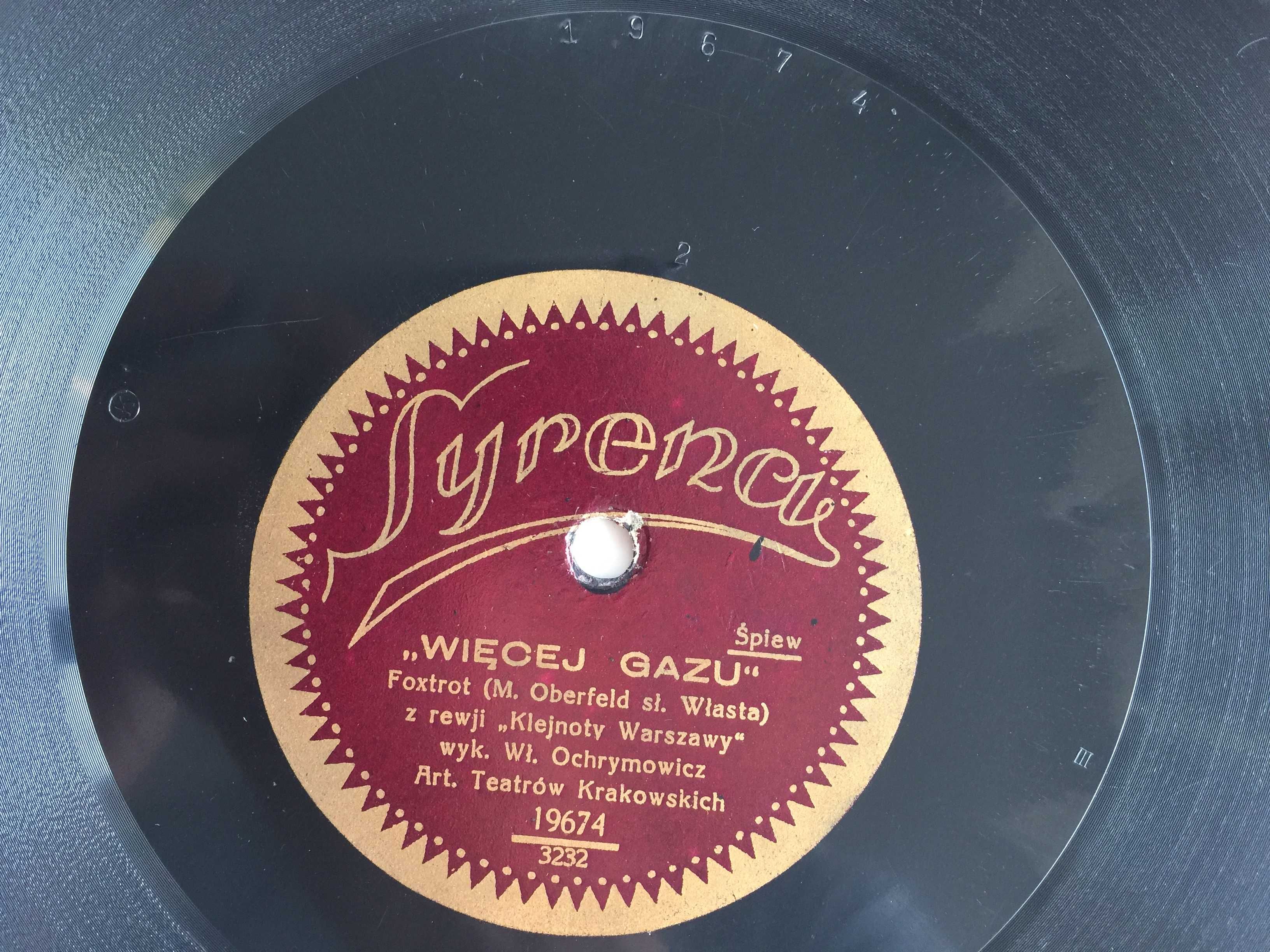 Płyty SZELAK Gramofon SYRENA-ELECTRO Przedwojenne Płyta POLSKA
