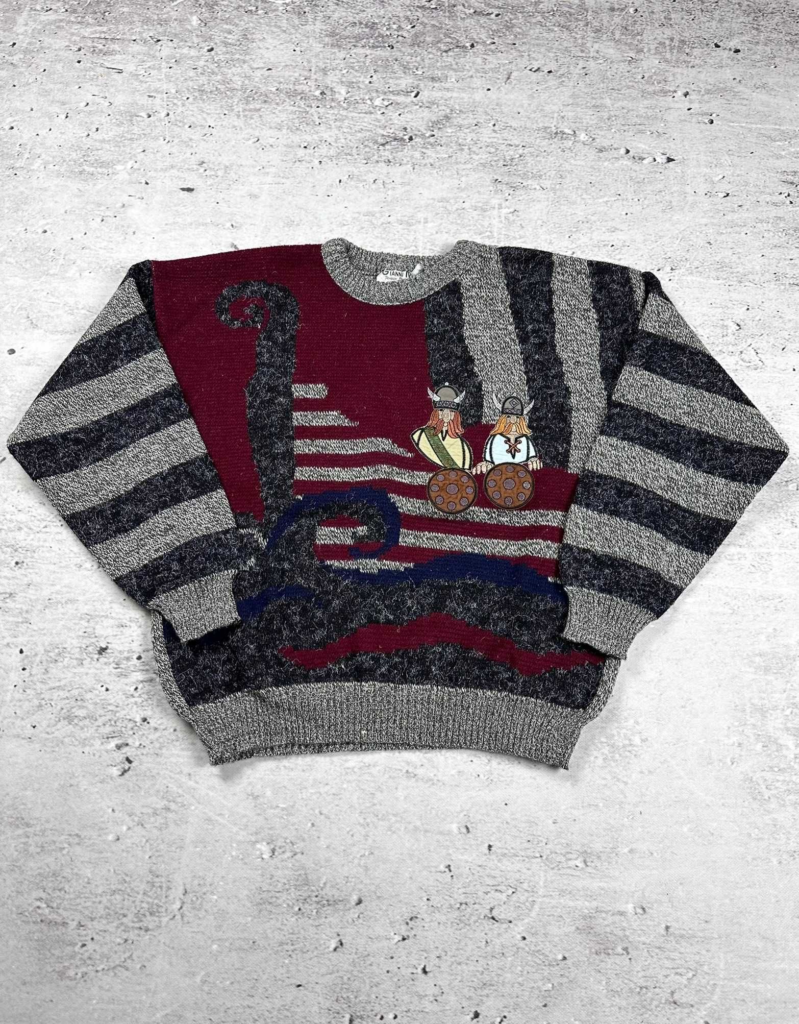 Sweter vintage Wikingowe scandi retro boxy 90s y2k r. M