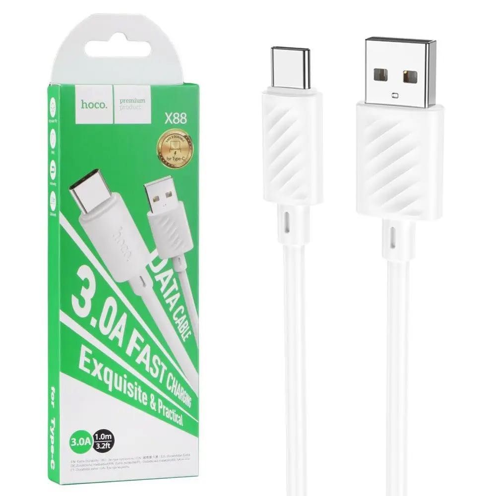 Кабель зарядки USB-Type-C Hoco X88 Gratified Білий 1 метр