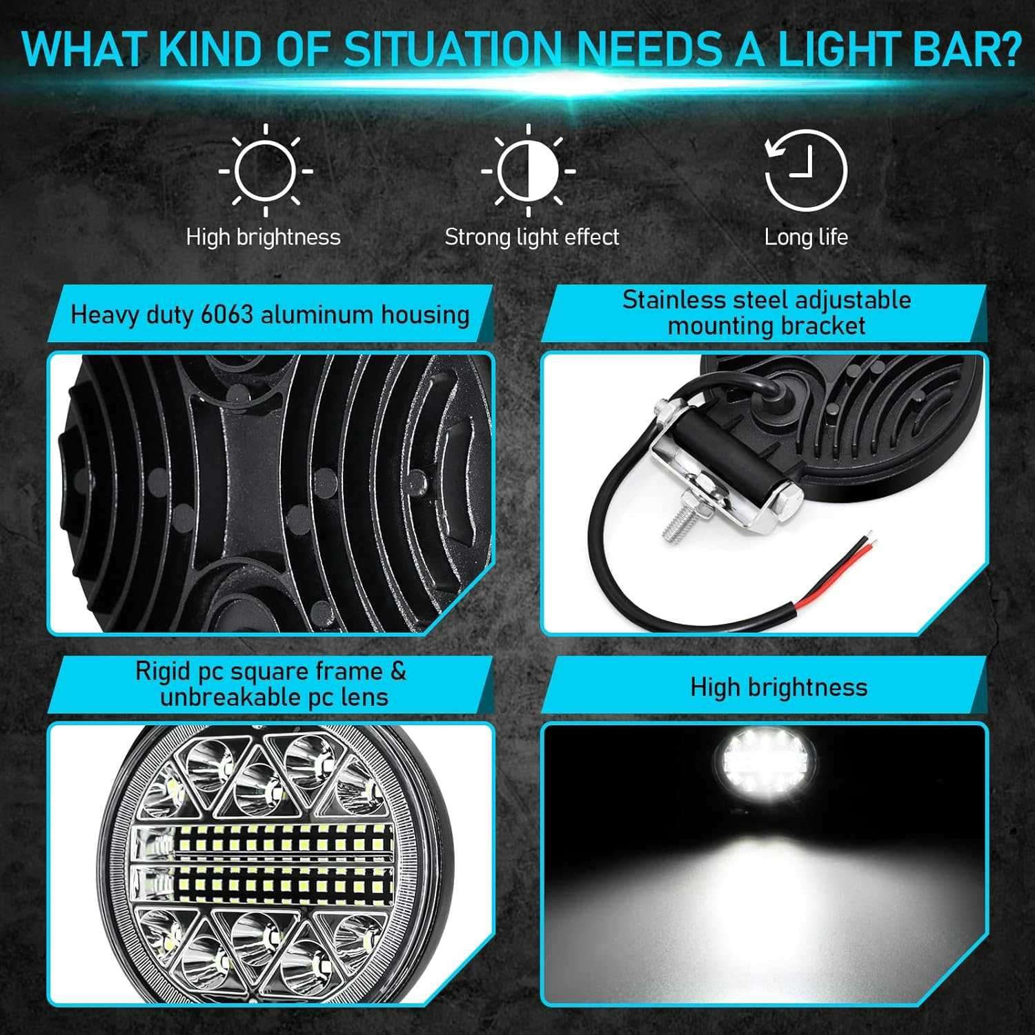 Dinfu Reflektor roboczy LED 102 W, reflektor cofania LED 12 V