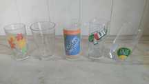 Conjunto 5 Copos Colecção 7UP Nestea Frize Vigor Flores