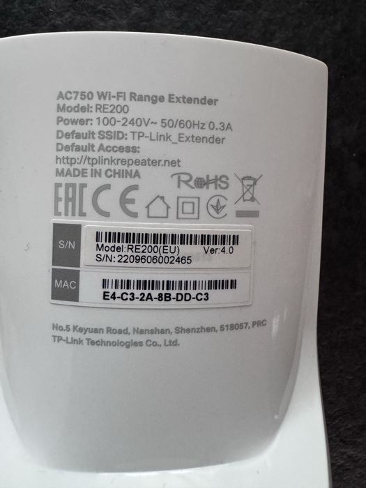 Wzmacniacz sieci WiFi TP-LINK RE200 AC750 1xWAN Extender