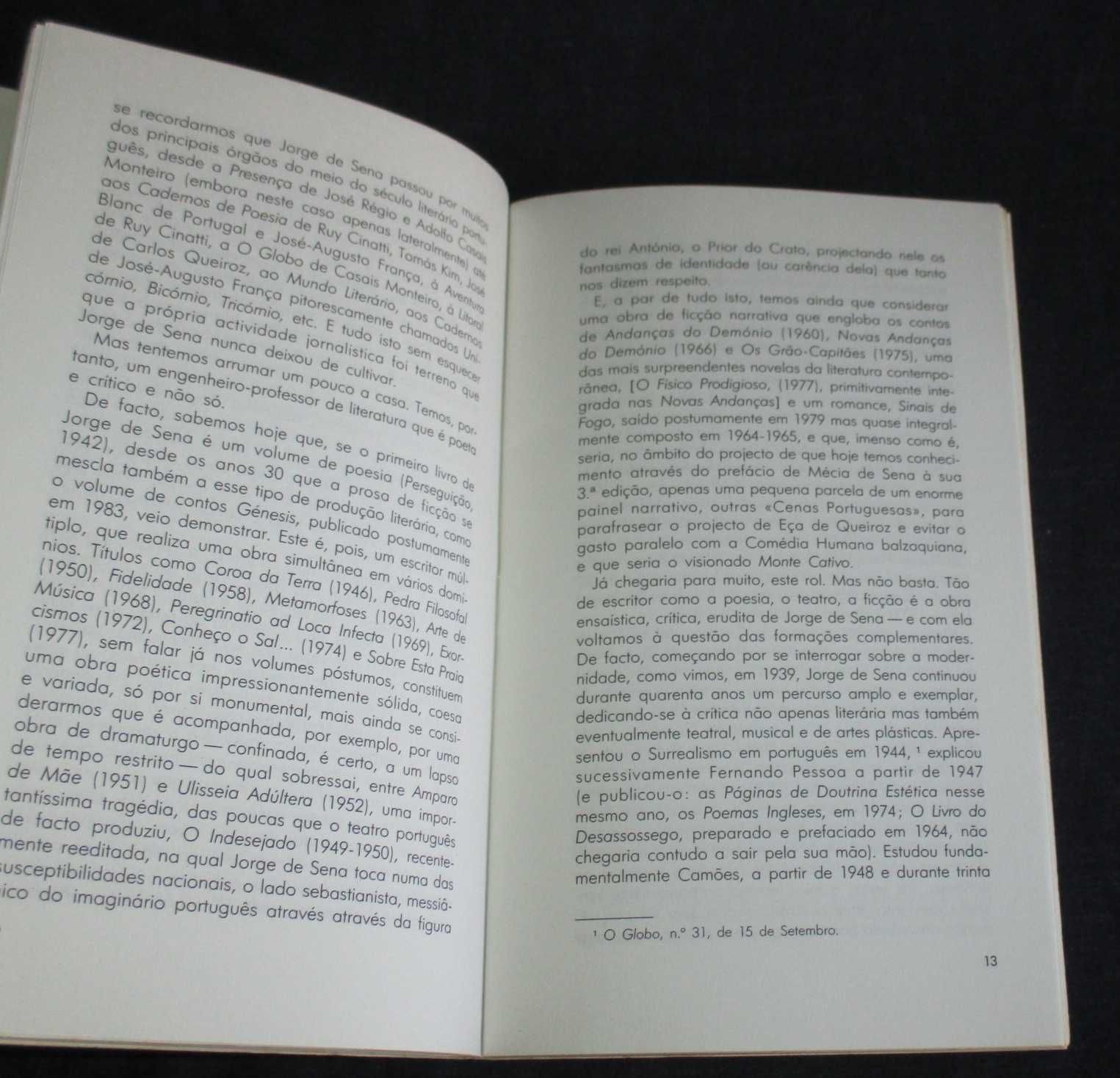 Livro Uma Tarde com Jorge de Sena com Dois Poemas Inéditos