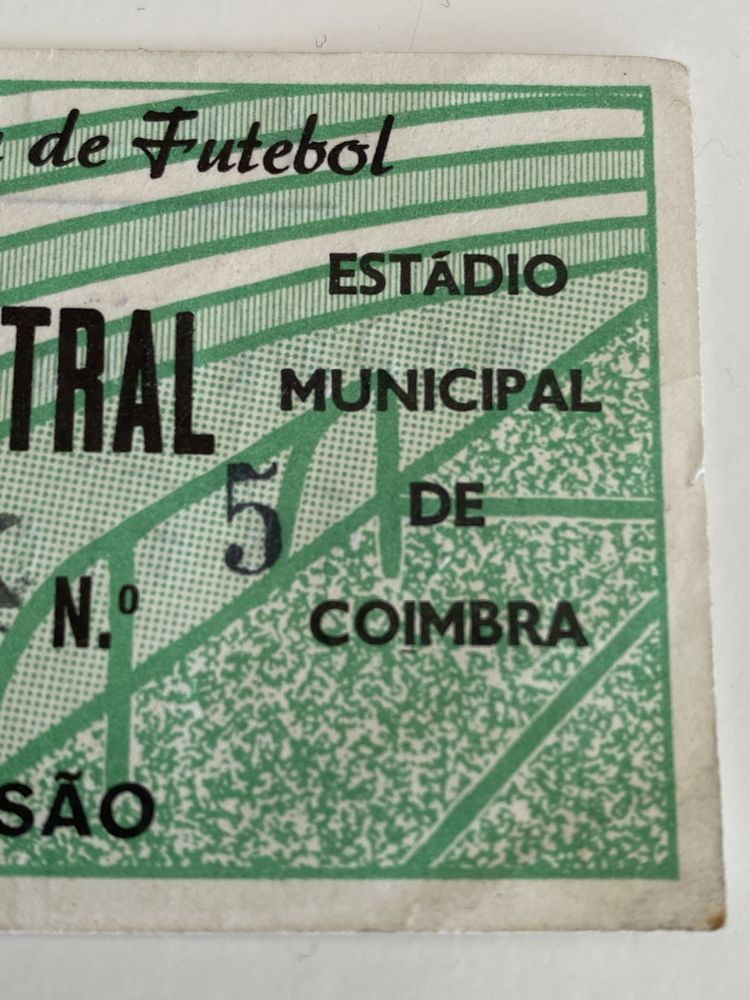 Bilhete Académica Coimbra x Benfica  19 Dez 1971,