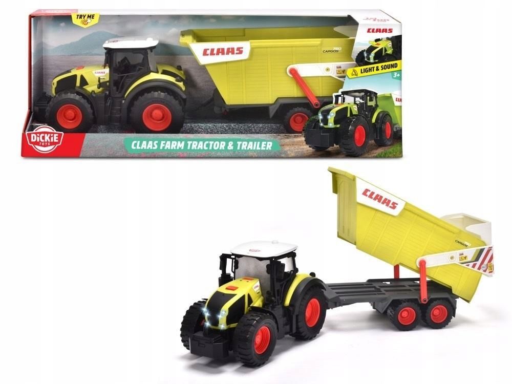 Farm Traktor Z Przyczepą 64cm, Dickie Toys