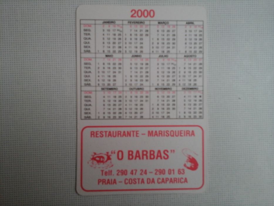 Calendário de bolso "O Barbas", ano 2000