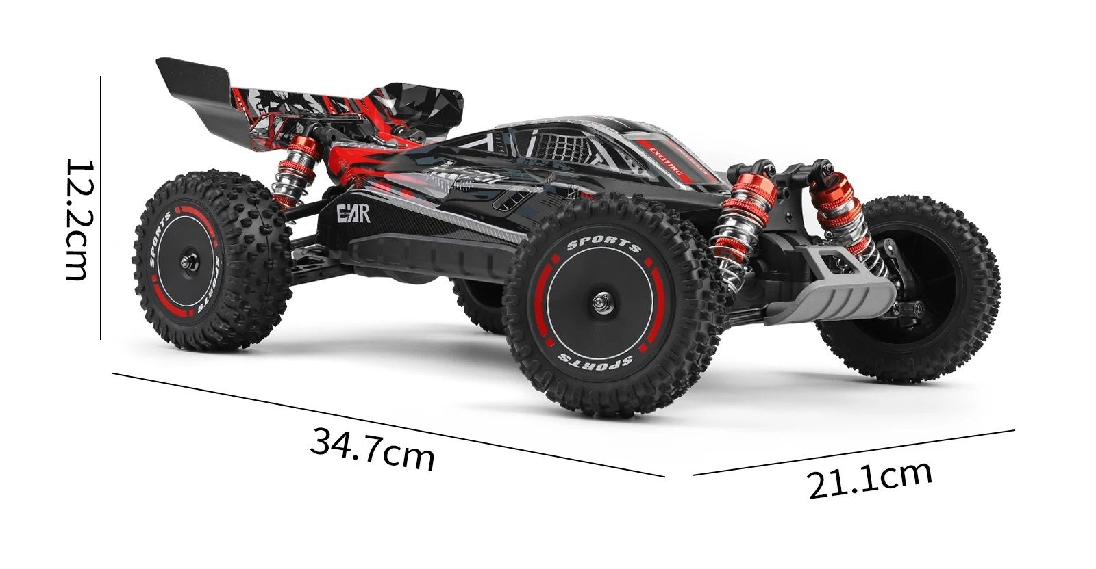 Carro RC Buggy XK Wltoys 124010 Li-po 4x4 55Km/h