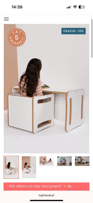 Zestaw mebelkow mebli stolik krzeslo drewniane Tuptiwood