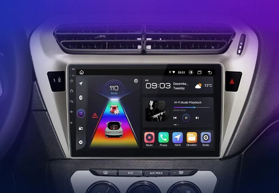 Radio Android CarPlay Peugeot 301/Citroen Elysee 2013–2018