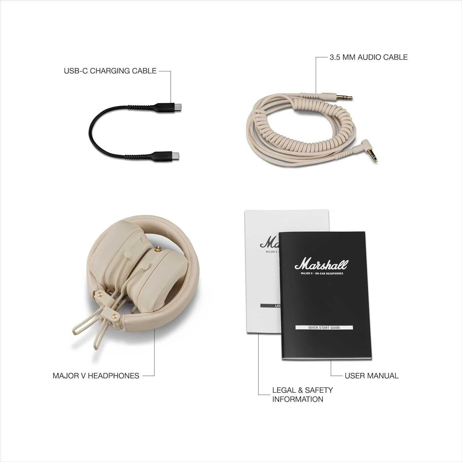 Навушники Marshall Major V 5 Cream (Підтримка офіційного додатку)