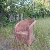 Fotel wiklinowy pleciony brązowy