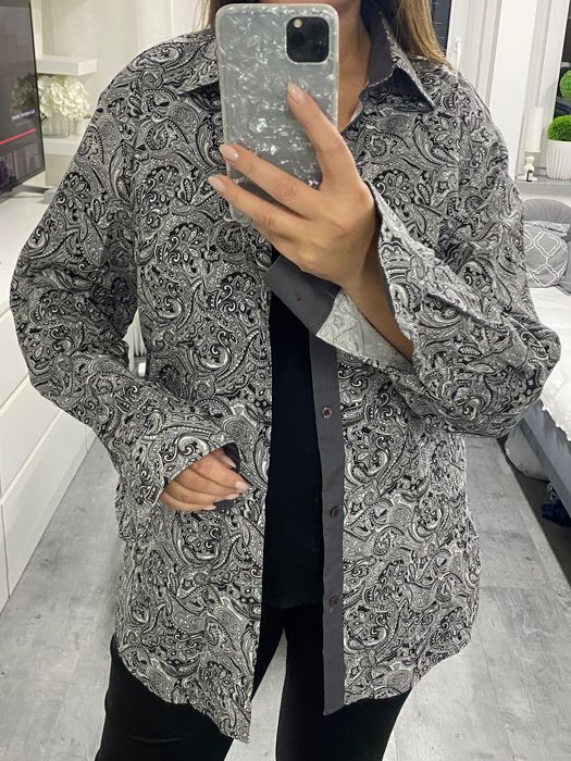 Męska Koszula czarno białe wzory 44 l-xxl