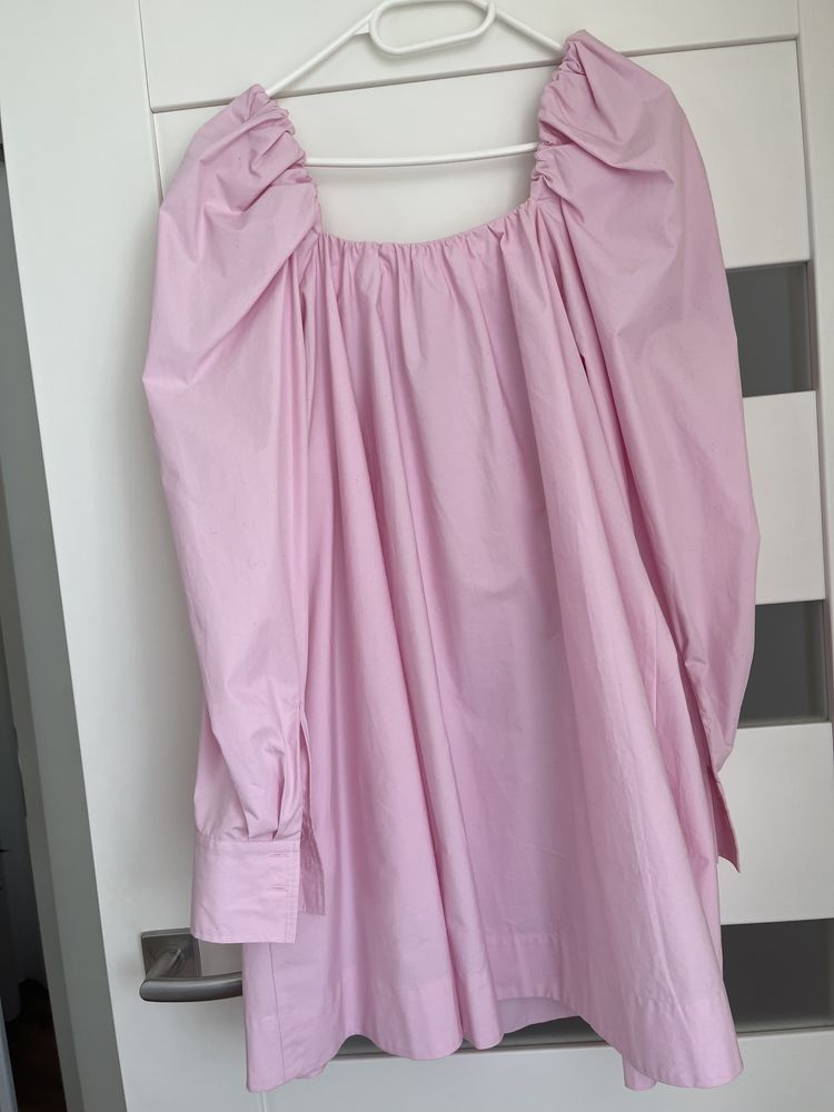 Sukienka koszulowa H&M, r.M, szeroki krój, bufki