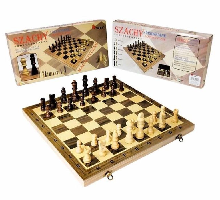 Szachy drewniane magnetyczne 39,5x39,5cm W&K pudełko,603x415 mm