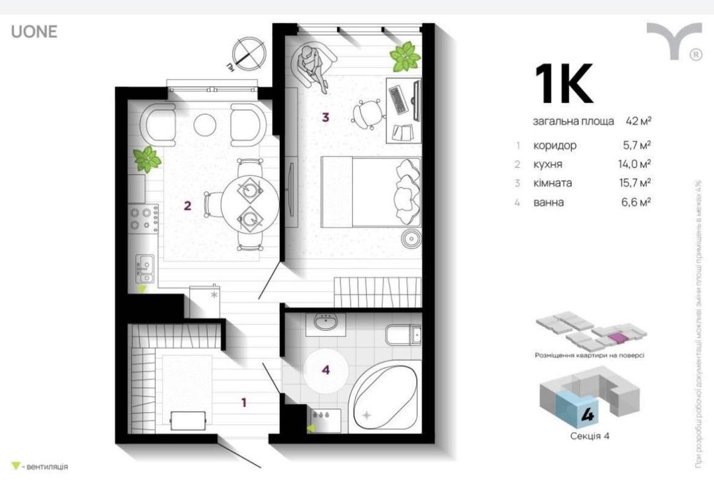 Стильна,укомплектов,гардеробна,в сучасному ЖК One,район торг.Велес.