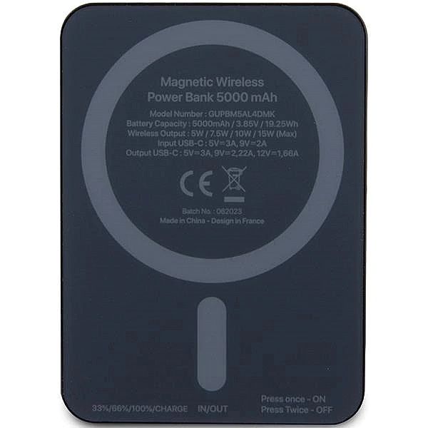 Powerbank indukcyjny Guess MagSafe Metal Script Logo 15W 5000mAh - cza
