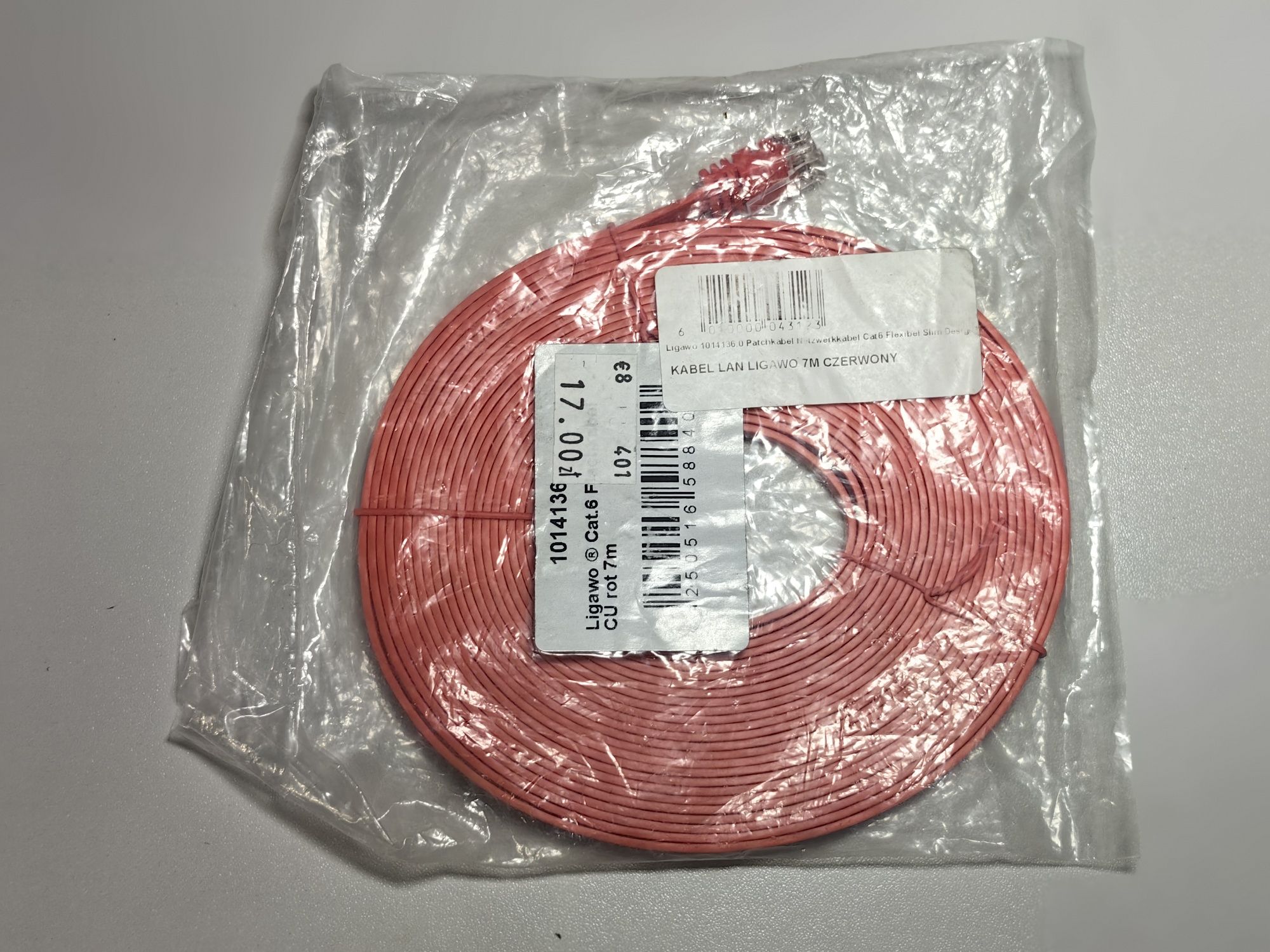 Kabel lan ligawo 7M czerwony Cat 6 nowy DPD