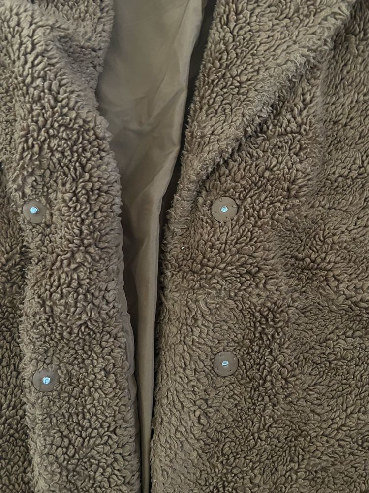 Długi płaszcz pluszowy futerkowy futro Hm H&M Xl oversize