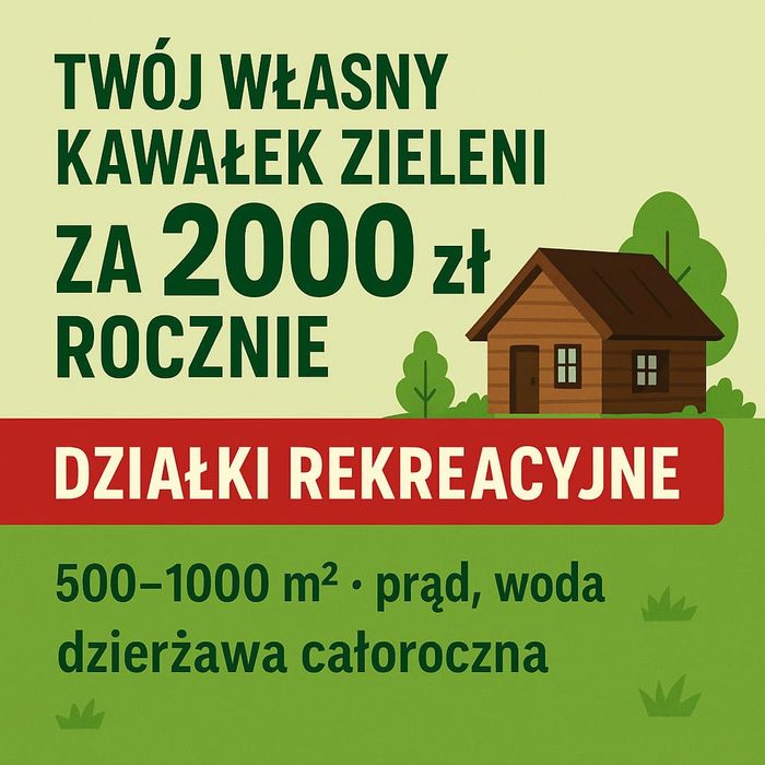 Działka rekreacyjna do dzierżawy 500 M2 Las, Jeziora, grzyby , relaks
