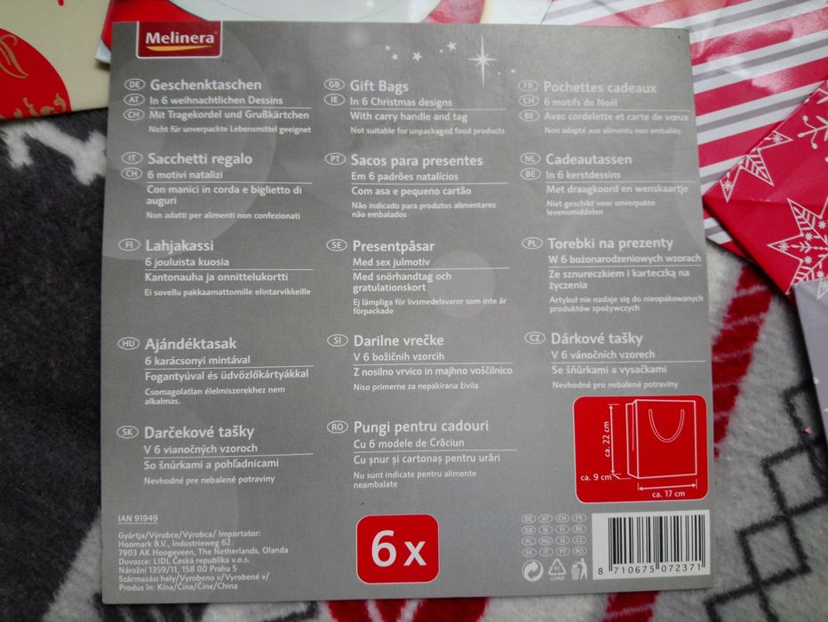 Torebki swiateczne piękne wzory 6szt