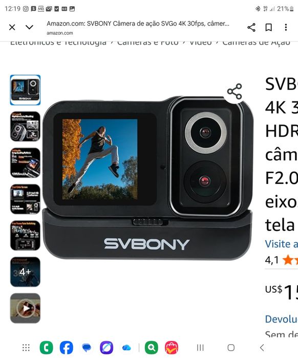 Camera de acção lente dupla