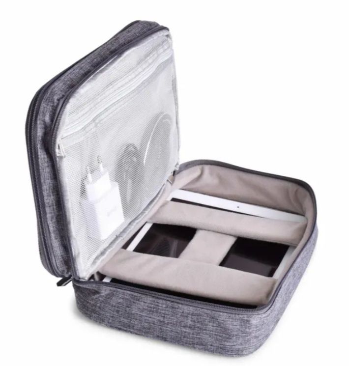 Dwupiętrowe etui organizer na kable i elektronikę