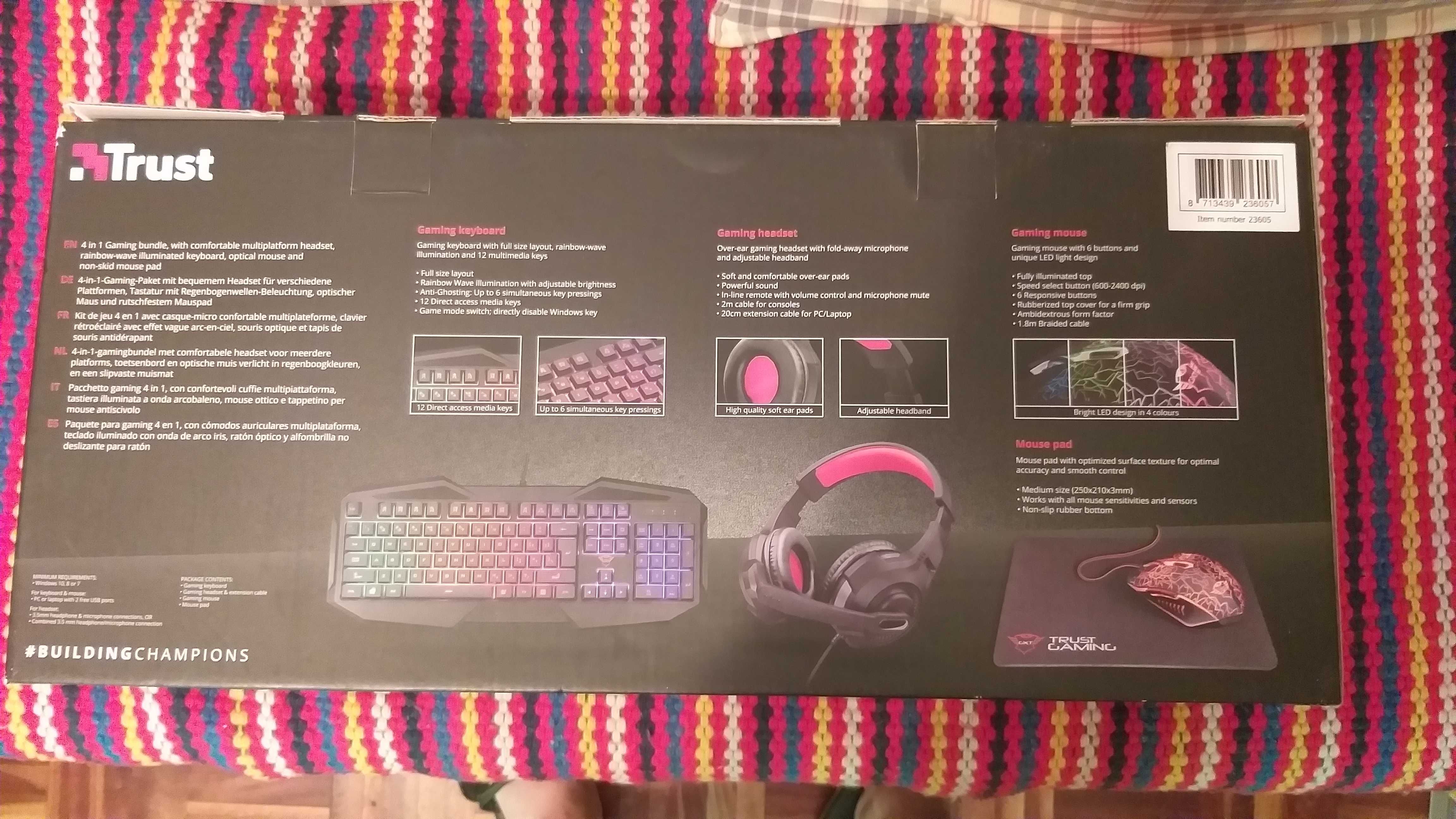 Conjunto Gaming Teclado, Rato, Tapete e Headphones