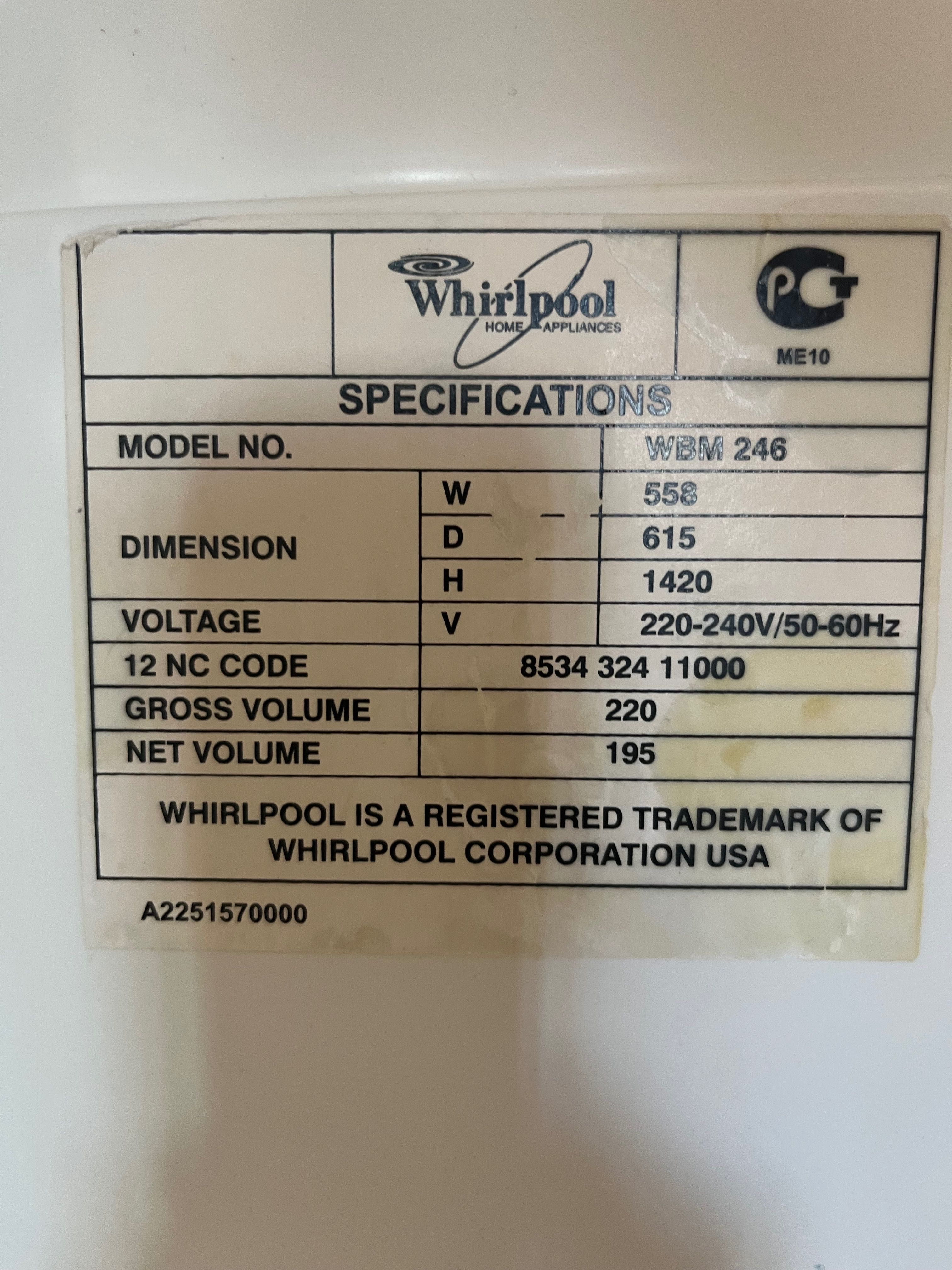 Продам б/у хододильник Whirlpool