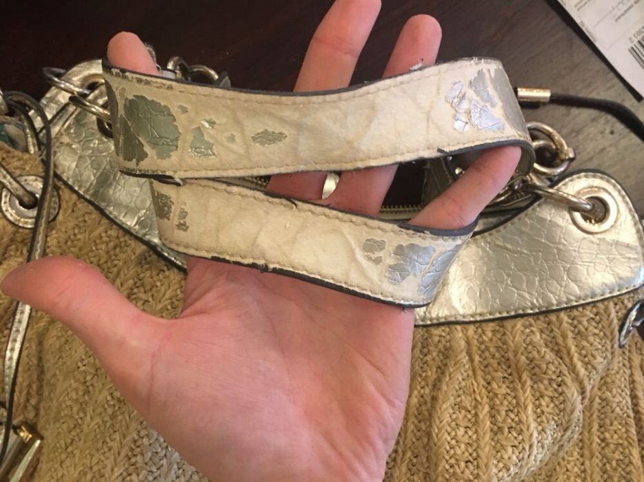 Guess torebka torba słomkowa wiklonowa letnia zlota marciano