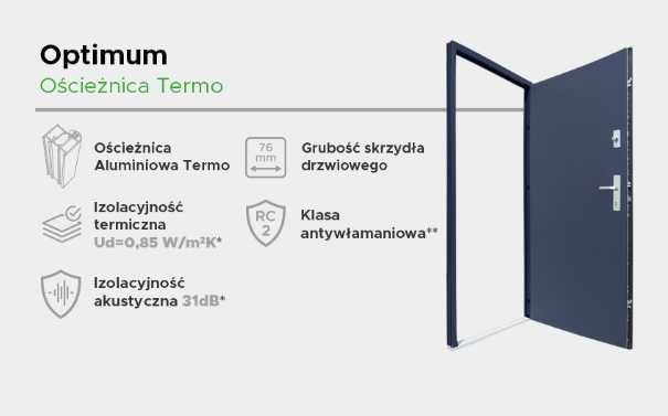 Drzwi WIKĘD OPTIUMUM TERMO wzór. 26I z naświetlem oraz montażem