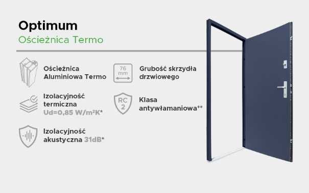 Drzwi WIKĘD OPTIUMUM TERMO wzór. 26I z naświetlem oraz montażem