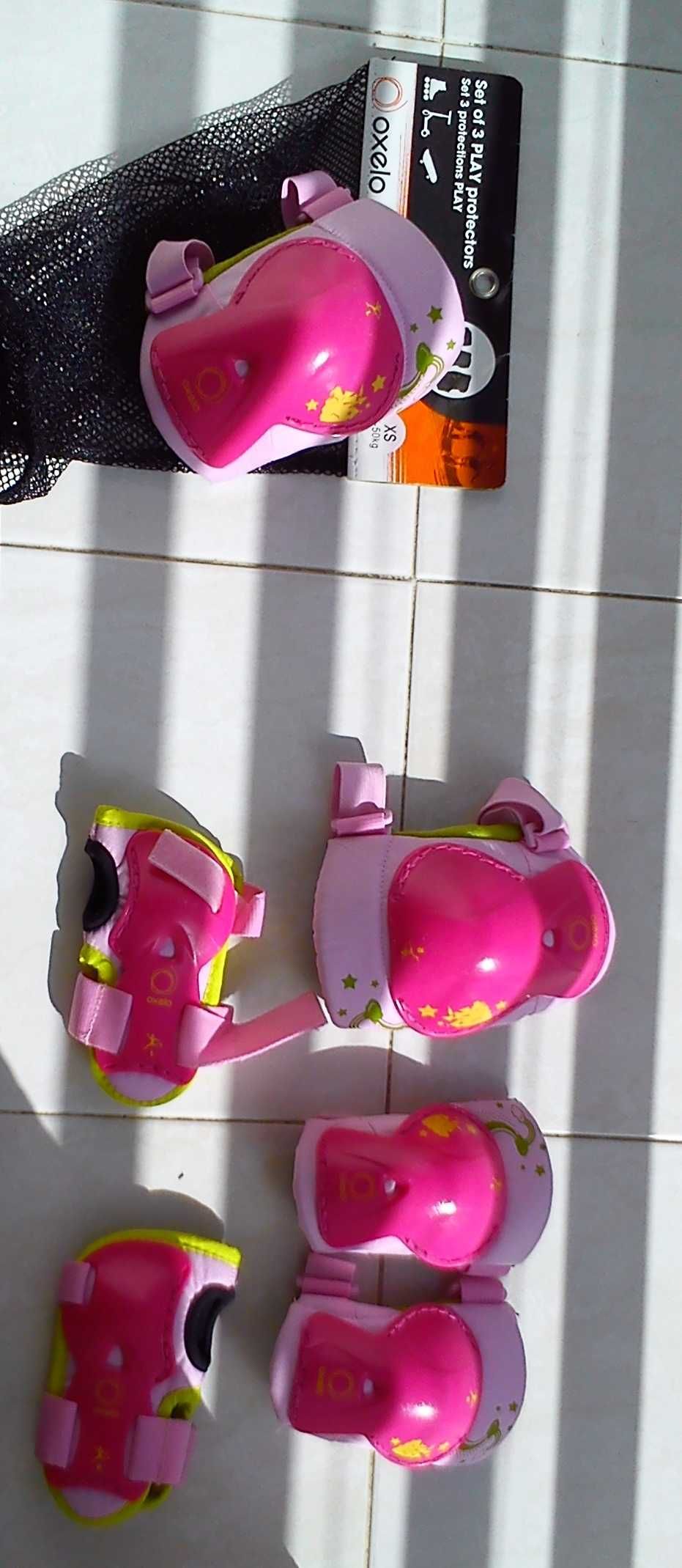 Patins em linha 34-36 e proteções, criança.
