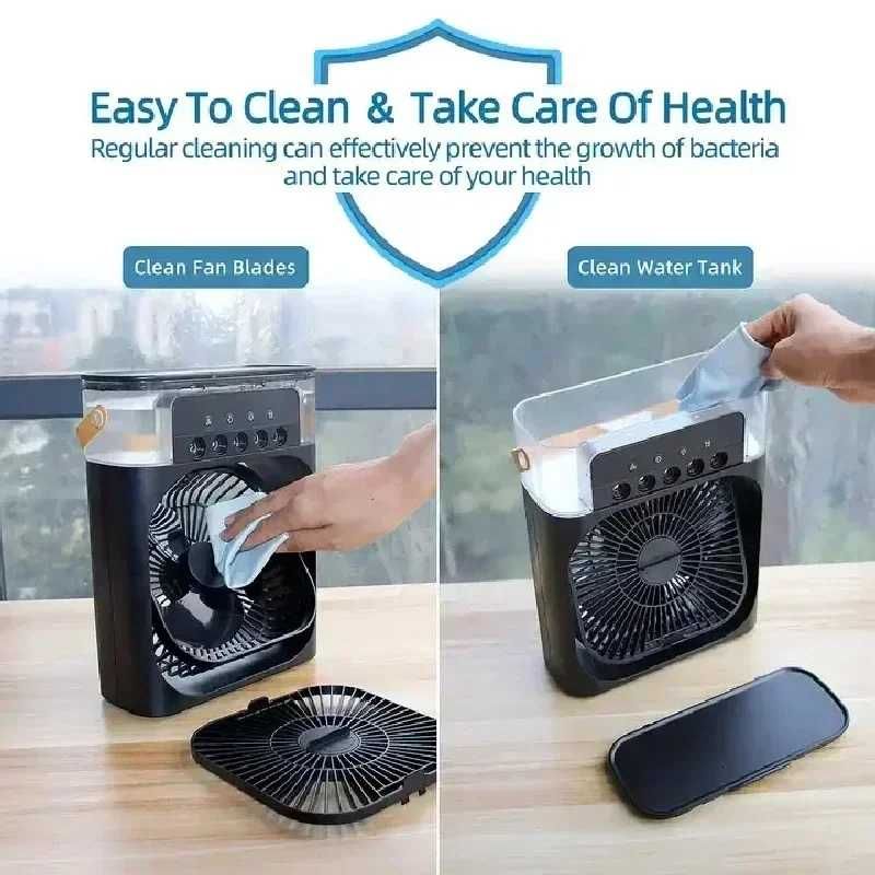 Mini Refrigerador Ventoinha Humidificador USB Agua Gelo LED NOVO