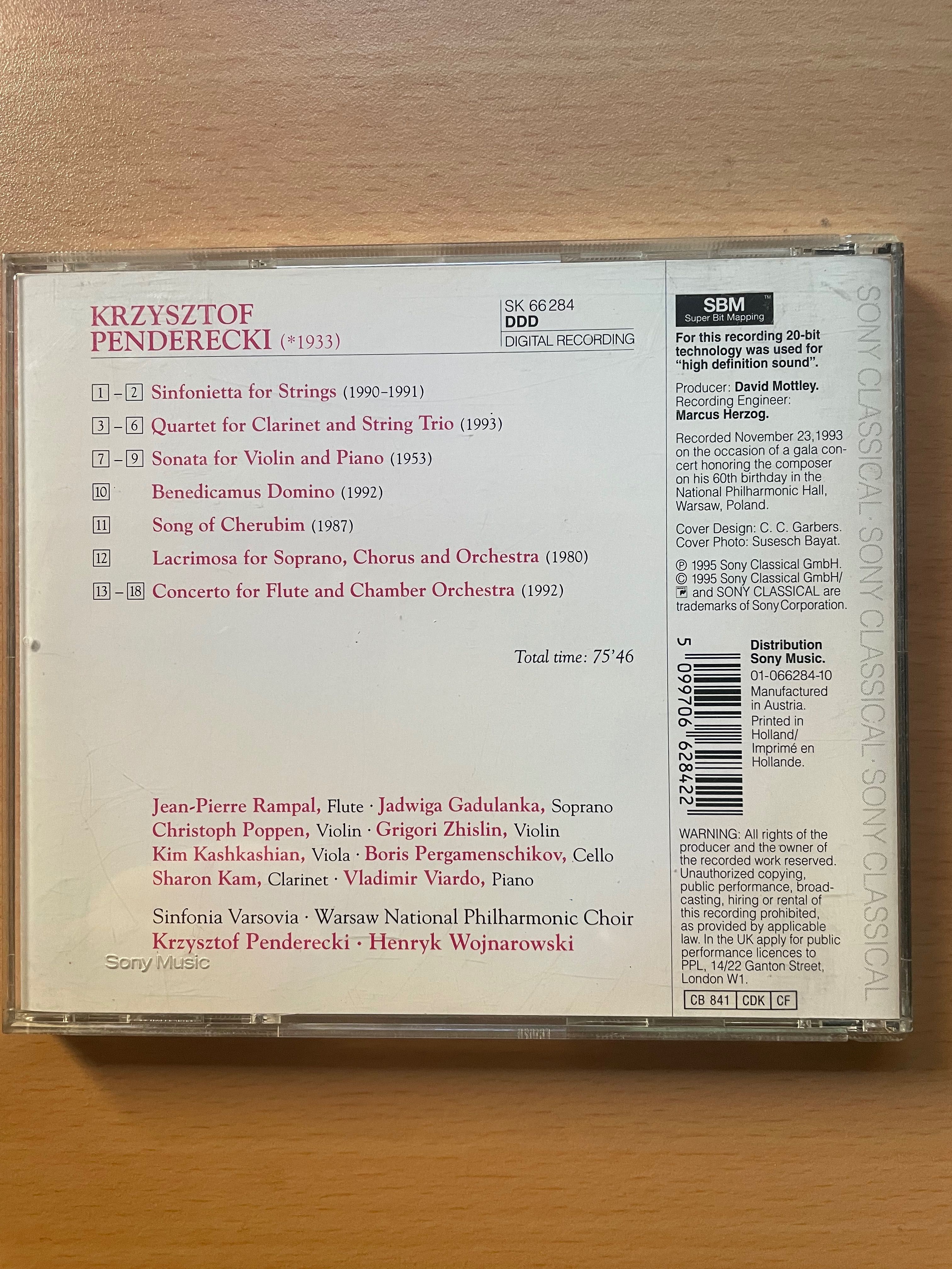 CD Krzysztof Penderecki, Jean-Pierre Rampal – Penderecki Gala
