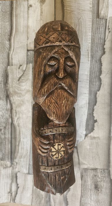 Dębowa rzeźba słowiańska Swarożyc Swaróg Kołowrót figurka drewniana XL