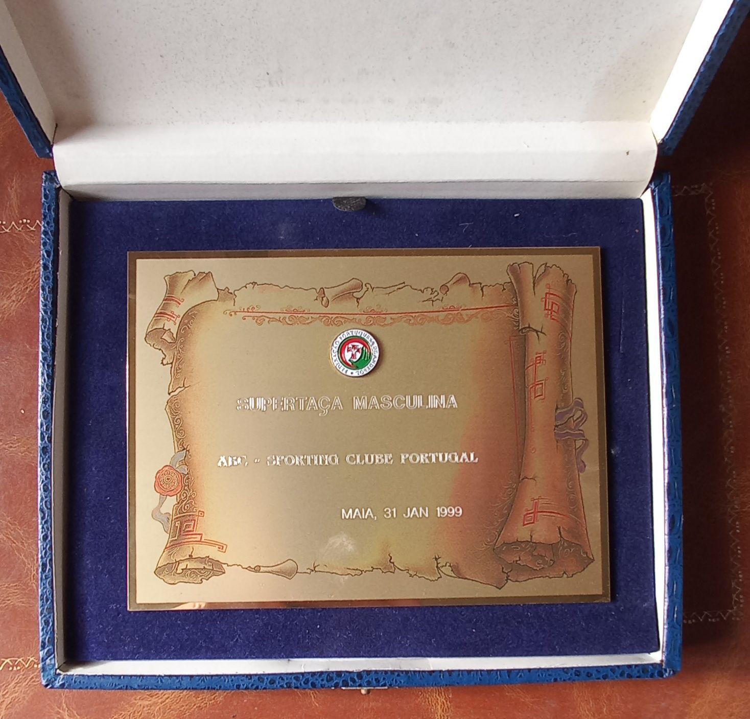 Placa de presença na Final da Supertaça em Andebol de 1999.