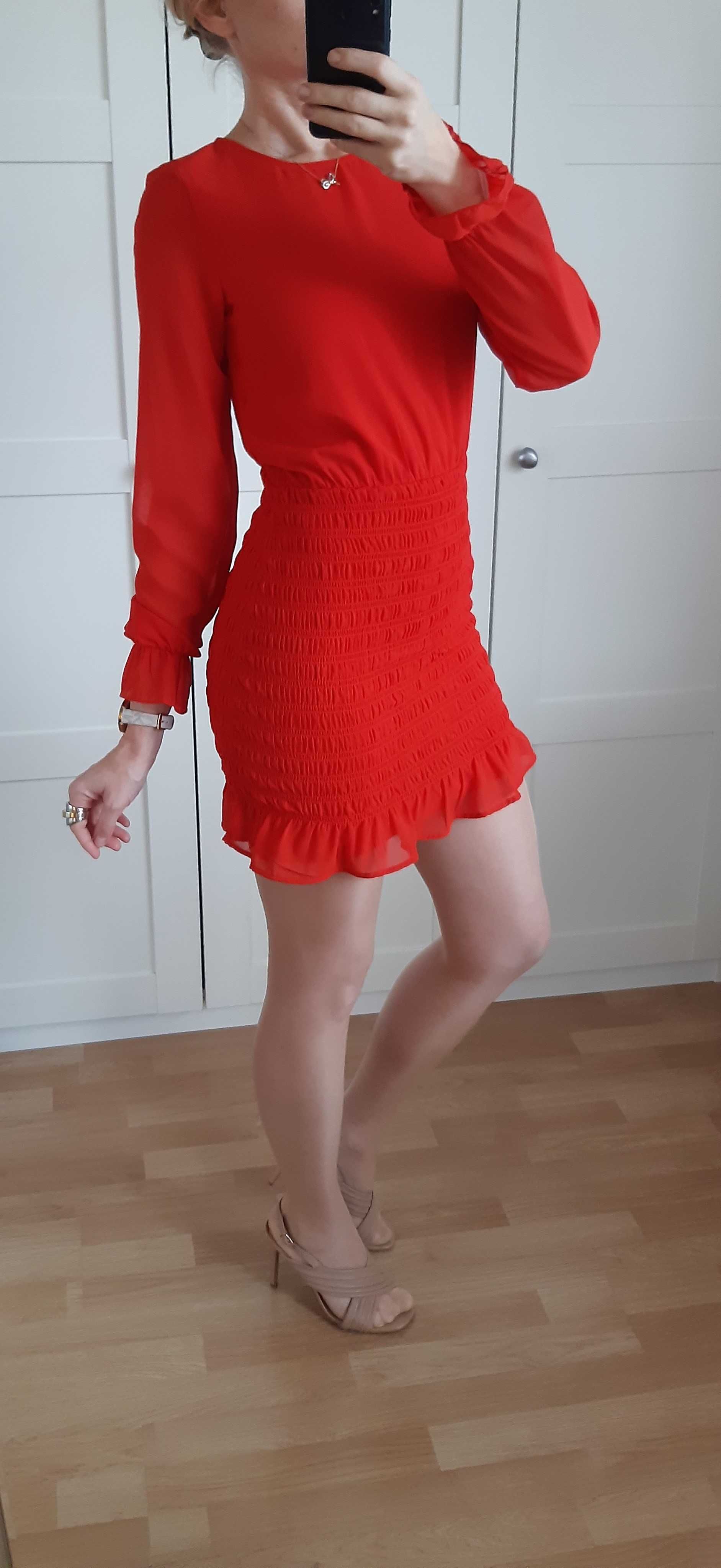 Nowa Czerwona Sukienka Koktajlowa Mini H&M Divided S