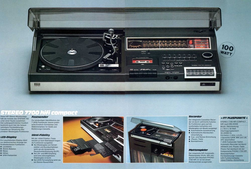Aparelhagem  ITT Stereo 7700 Hifi Compact Vintage