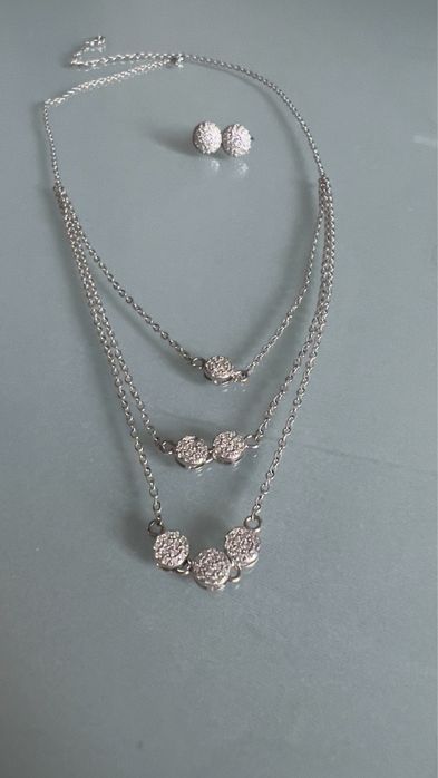 Серебряный набор - колье и серьги-пусеты