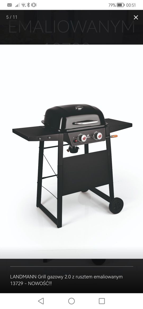 Grill gazowy na gaz Landmann 6kW 2 palniki termometr Nowy!