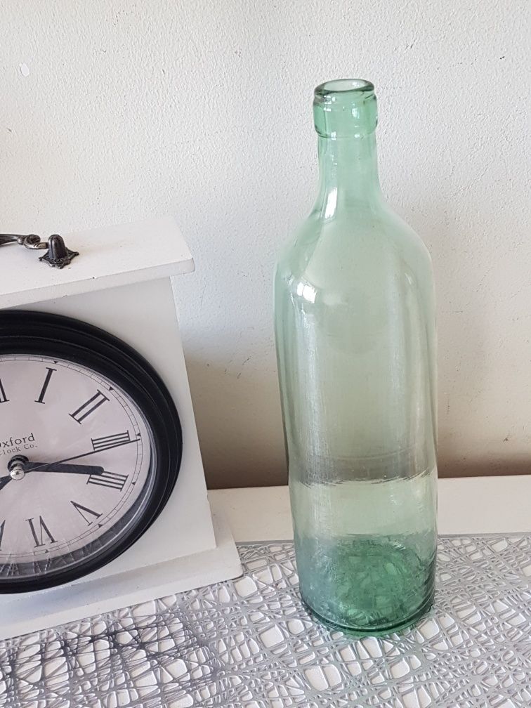 Stara Butelka szklana 24 cm cienkie szkło