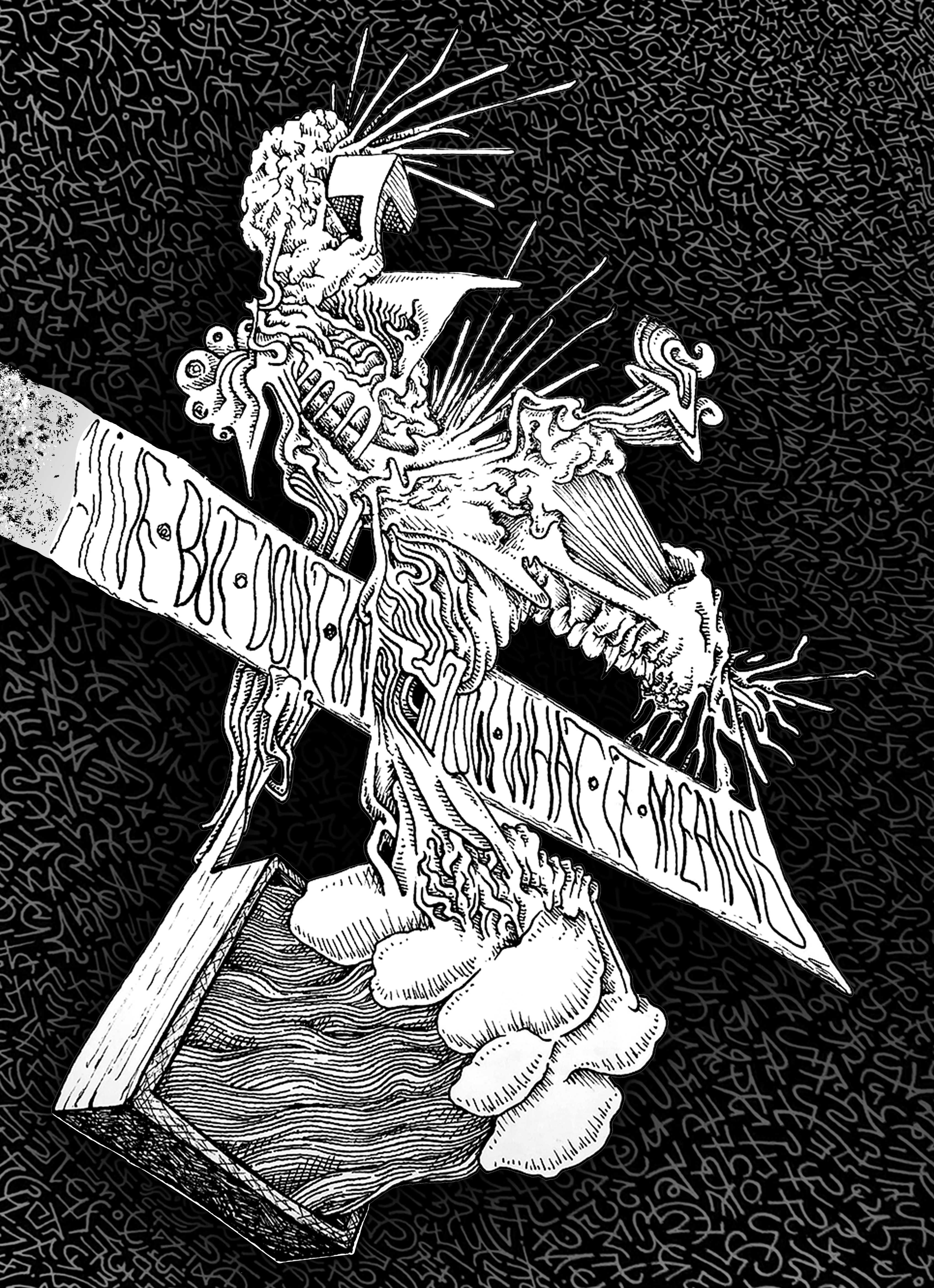 Plakat "Z NIKĄD" Abstrakcyjny Surrealizm Polski Psychodeliczny Rysunek