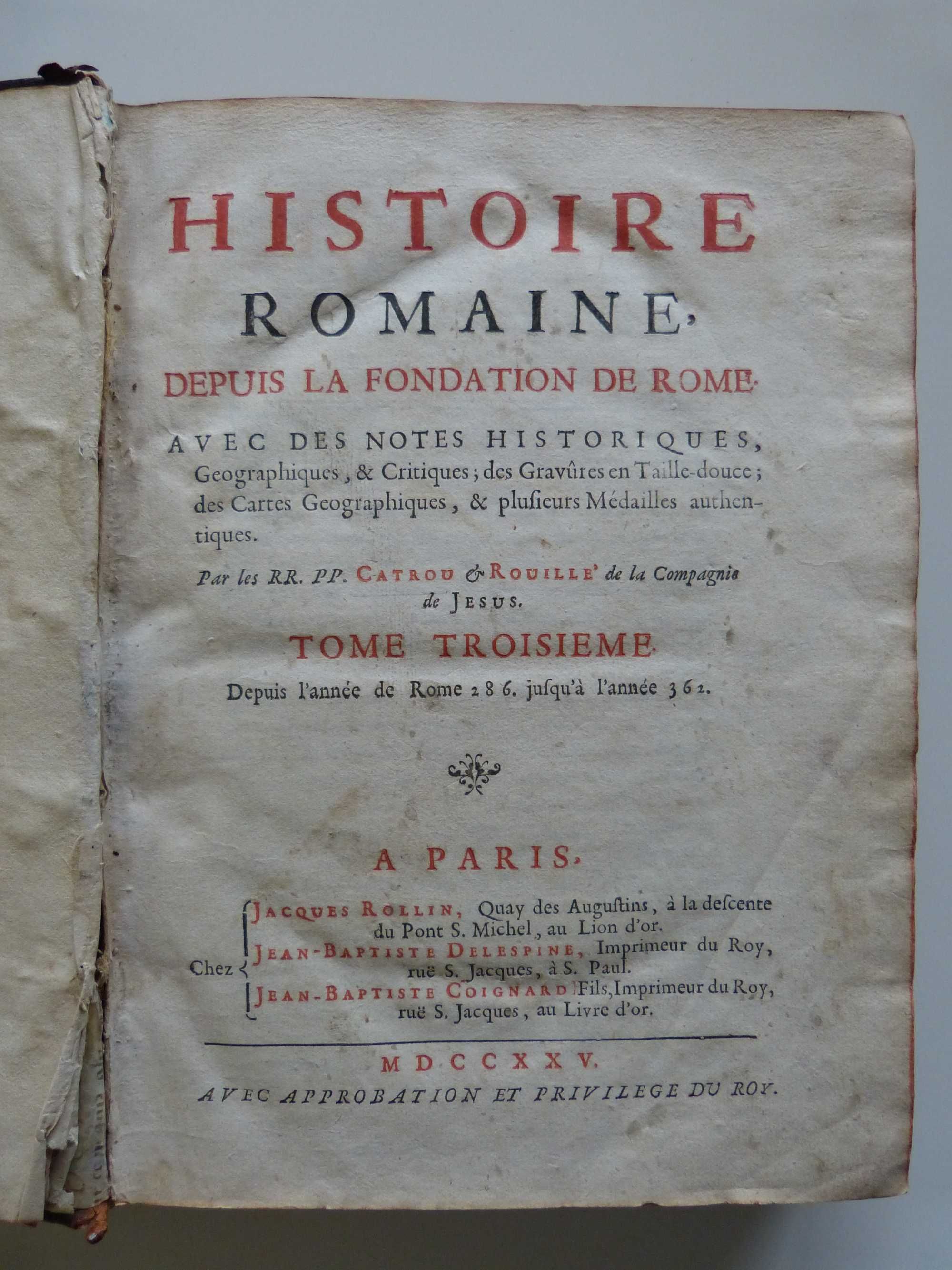 Duży starodruk: Historia Rzymian (Paris 1725)