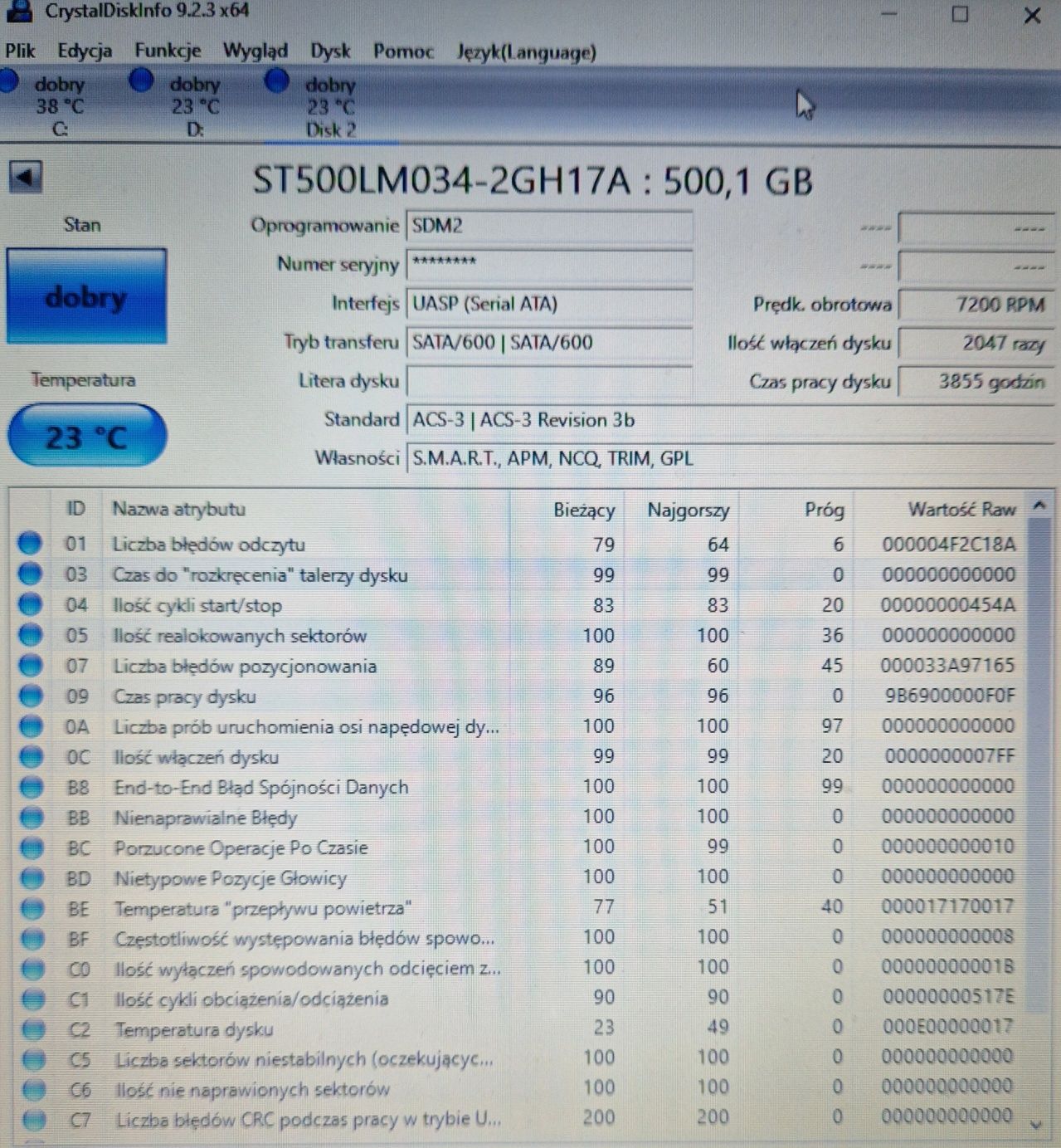 Dysk twardy Seagate 7mm 500gb SATA II 2,5"