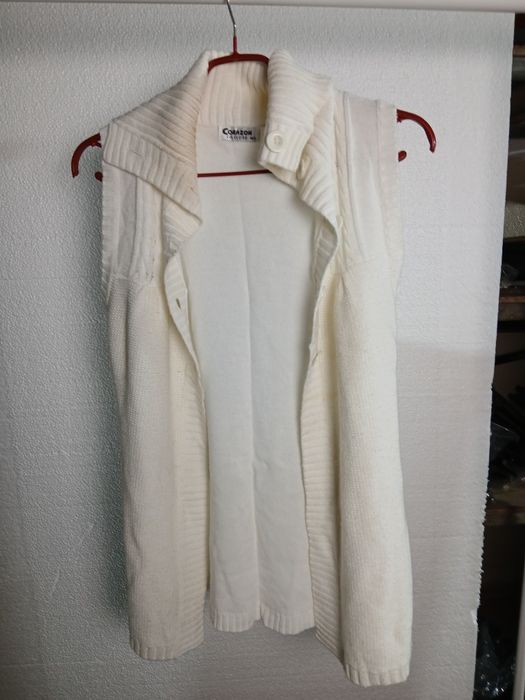 Colete lã senhora branco M/L