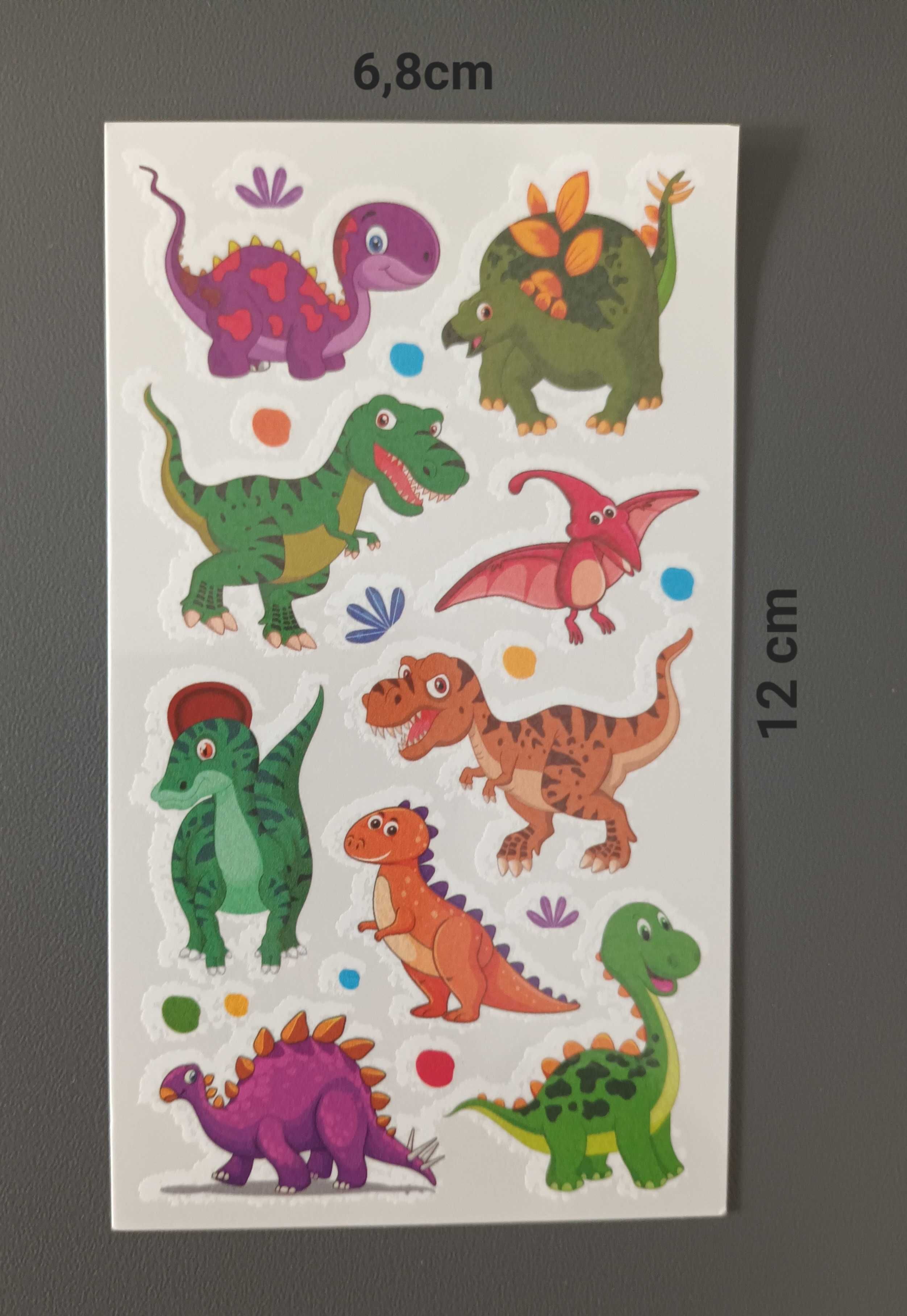 Śliczne tatuaże dziecięce DINOZAURY aż 10 arkuszy!