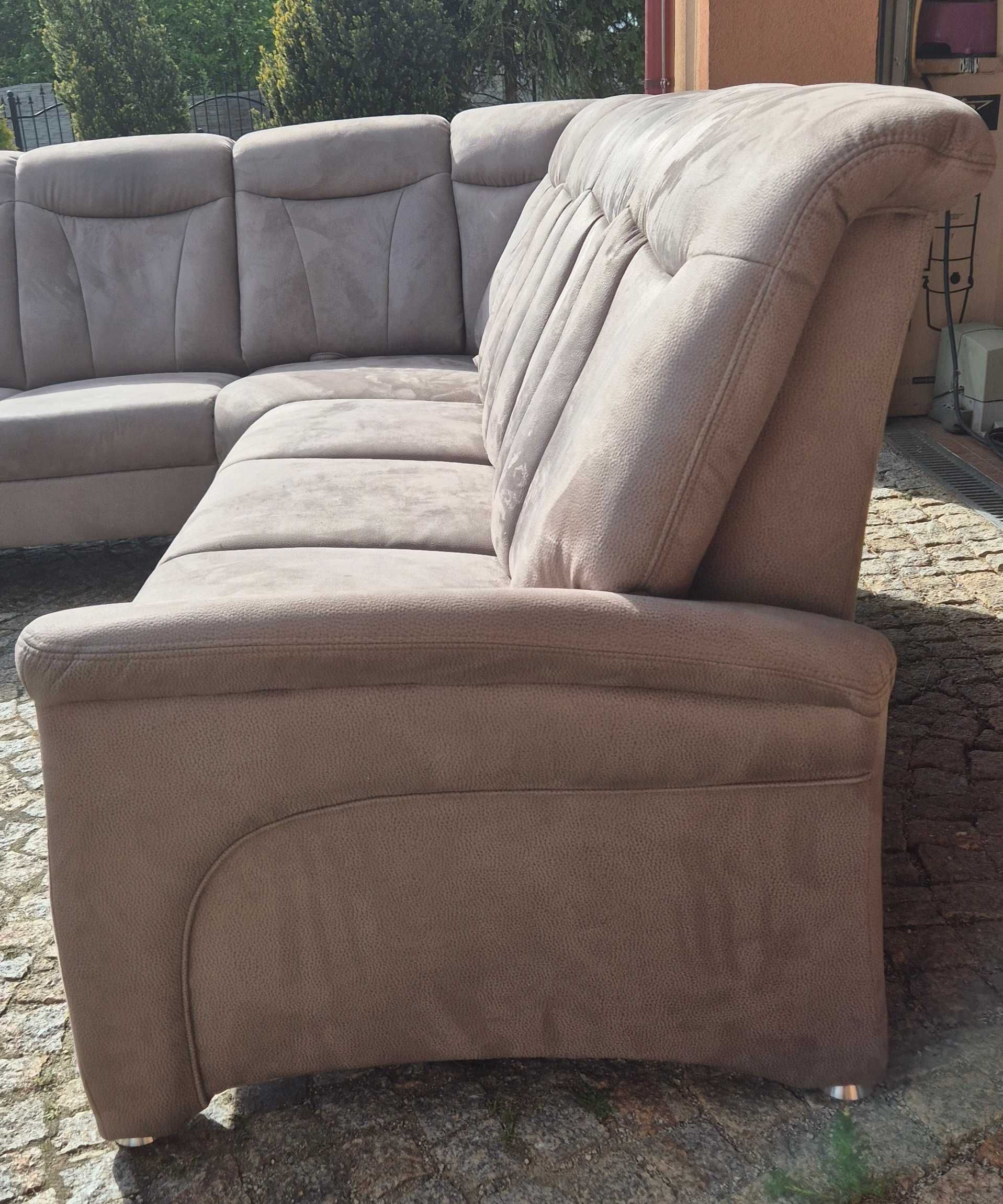 Duży wygodny narożnik L 280x230 brązowy jak NOWY - mikrowelur