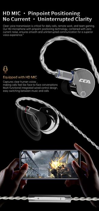 Новинка! Hi-Fi навушники CCA Phoenix, DD LCP 10 mm Blue mic +ПОДАРУНОК