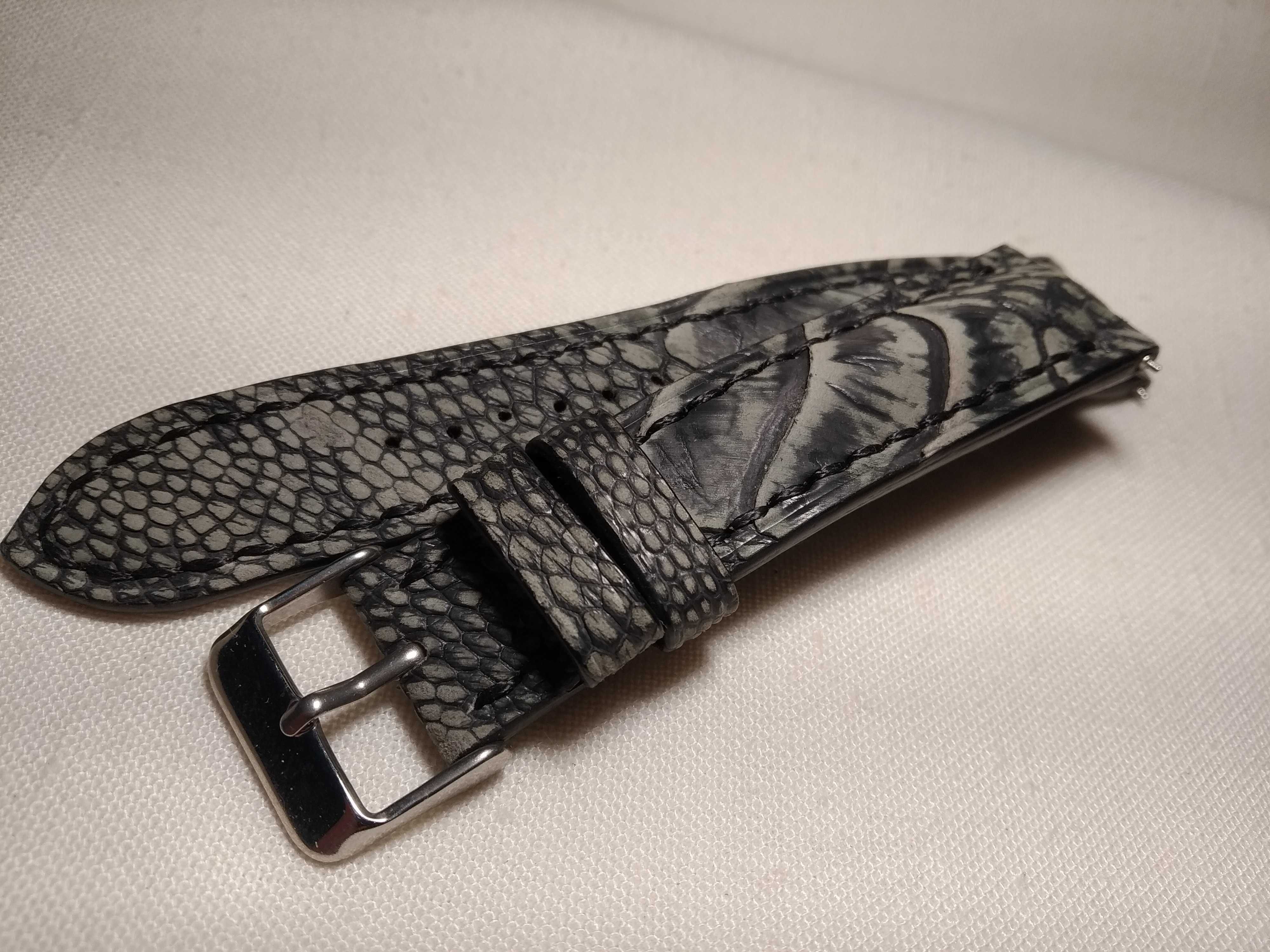 Pasek skórzany do zegarka 20 mm - styl " Breitling" - noga strusia