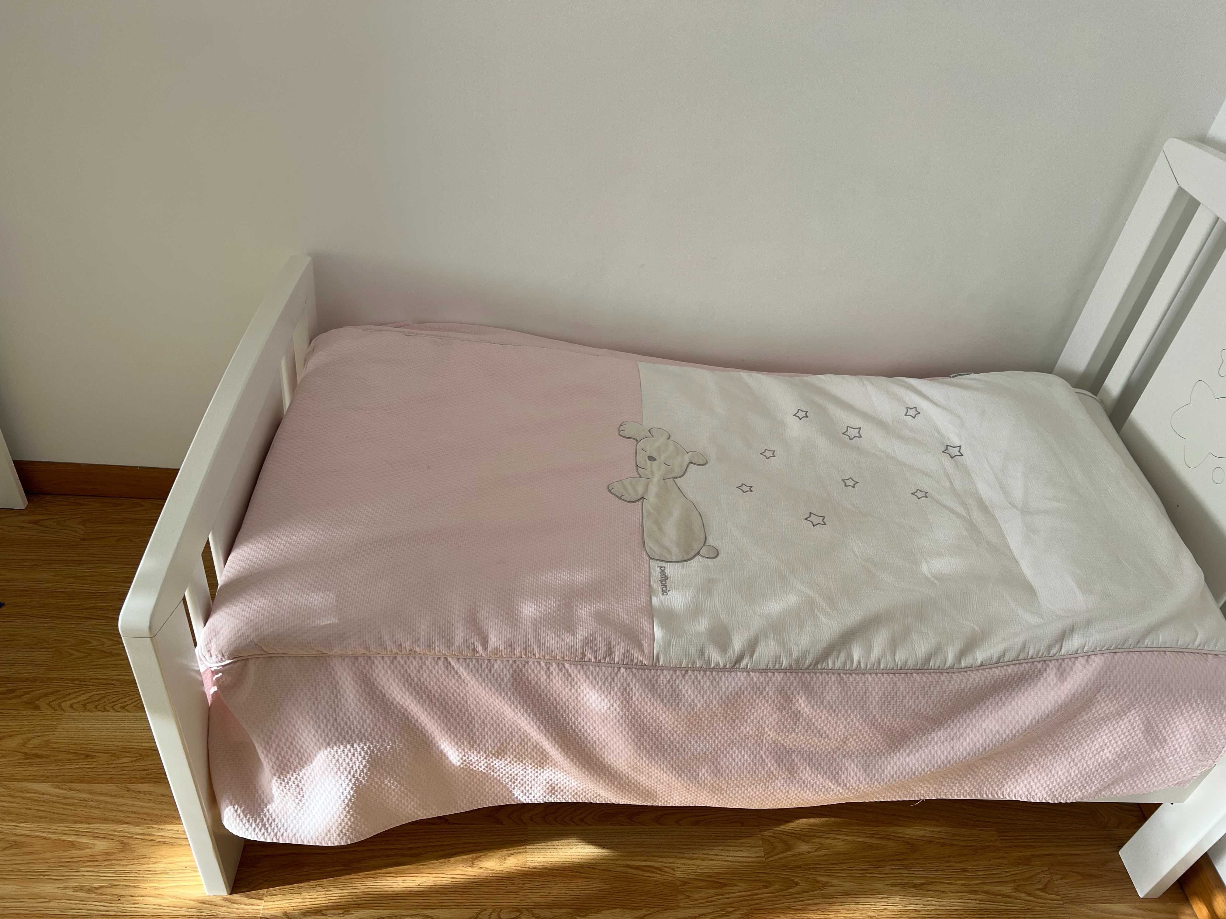 Cama trama branca com colchão 140x70